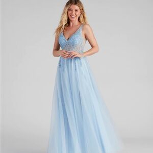 Baby blue prom dress